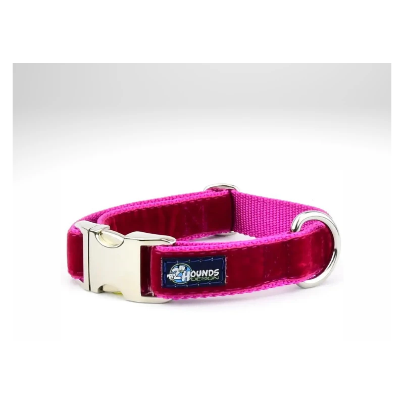 2 Hounds Design | Ensemble Collier Et Laisse Pour Chien En Velours | Rose Framboise 3 2 Hounds Design | Ensemble Collier Et Laisse Pour Chien En Velours | Rose Framboise