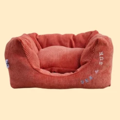 Belette Alouette | Chien | Panier En Velours Côtelé Corail