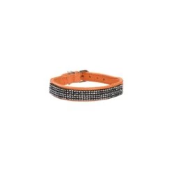 Bobby | Chien | Collier En Cuir Crystal Princesse Orange