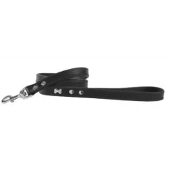 Bobby | Laisse Pour Chien En Cuir Souple Motif Os | Noir
