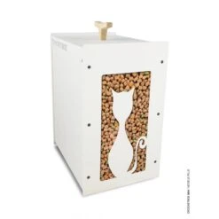 Fournitures Pour Chiens -Fournitures Pour Chiens crockebox mini felix blanc boite a croquettes pour chien et chat 1