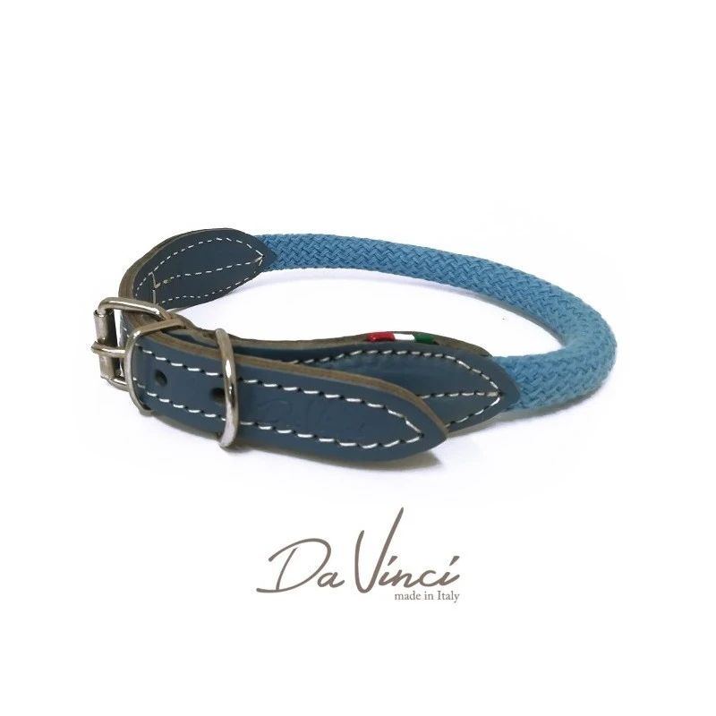 Da Vinci BIANCA |Collier Pour Chien En Cuir Et Corde | Bleu 3 Da Vinci BIANCA |Collier Pour Chien En Cuir Et Corde | Bleu