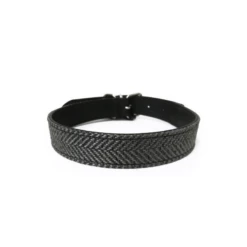 Da Vinci | Collier En Cuir Végétal Et Tweed | Noir