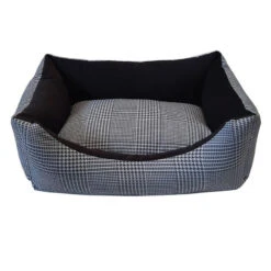 Distridog | Chien Et Chat | Panier Rectangulaire Pieds De Poule Noire