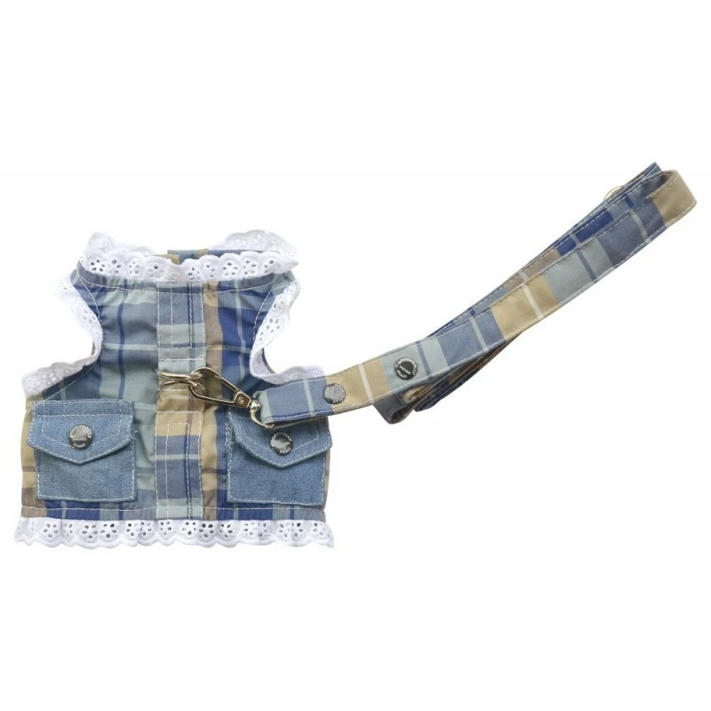 Doggy Dolly | Chien | Ensemble Harnais Veste + Laisse Bleu à Carreaux 3 Doggy Dolly | Chien | Ensemble Harnais Veste + Laisse Bleu à Carreaux