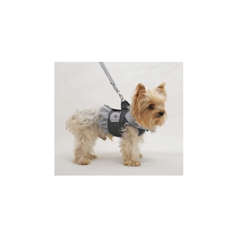 Doggy Dolly | Harnais Veste Pour Chien Rayé Gris Avec Nœud Et Laisse 4 Doggy Dolly | Harnais Veste Pour Chien Rayé Gris Avec Nœud Et Laisse – Image 2