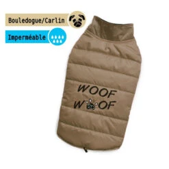 Doggy Dolly Woof | Doudoune Matelassée Bouledogue Et Carlin | Beige