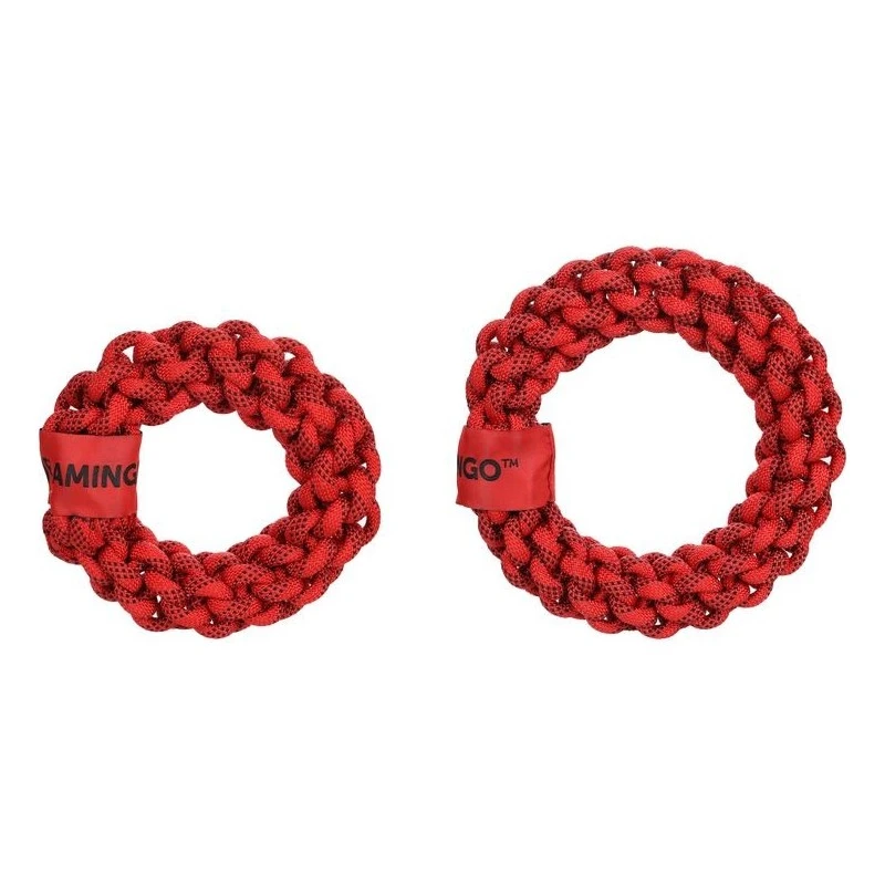 Flamingo Vokas | Anneau En Corde | Jouet Pour Chien | Rouge / Noir 3 Flamingo Vokas | Anneau En Corde | Jouet Pour Chien | Rouge / Noir