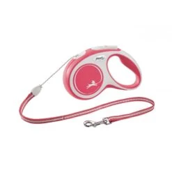 Flexi New Comfort | Laisse Enrouleur Pour Chien Avec Cordon| Rouge