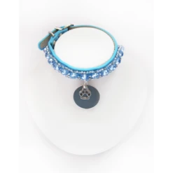 KFarah | Chien Et Chiot | Collier Simple Bleu Ciel Cristal