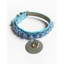KFarah | Chien Et Chiot | Collier Simple Bleu Ciel Cristal -Fournitures Pour Chiens kfarah chien et chiot collier simple bleu ciel cristal 3