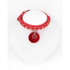 KFarah | Chien Et Chiot | Collier Simple Rouge Cristal