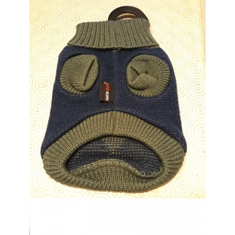 Martin Sellier | Chien | Pull Bleu Et Gris Coeur 25cm 3 Martin Sellier | Chien | Pull Bleu Et Gris Coeur 25cm