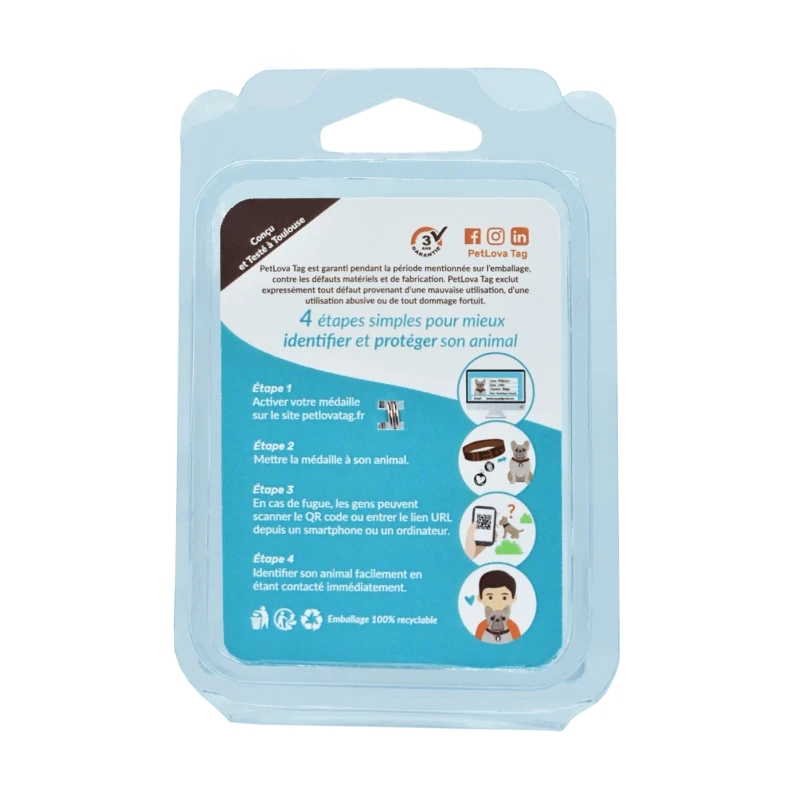 PetLova Tag | Chien Et Chat | Médaille Classique QR Code | BLEU 4 PetLova Tag | Chien Et Chat | Médaille Classique QR Code | BLEU – Image 2