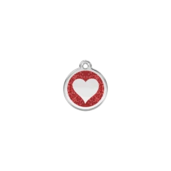 Red Dingo | Chien Et Chat | Médaille Avec Paillettes Coeur Rouge