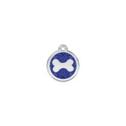 Red Dingo | Chien Et Chat | Médaille Avec Paillettes Os Bleu Foncé
