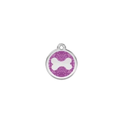 Red Dingo | Chien Et Chat | Medaille Avec Paillettes Os Violet