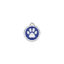 Red Dingo | Chien Et Chat | Médaille Avec Paillettes Patte Bleu Foncé