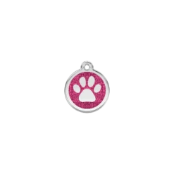 Red Dingo | Chien Et Chat | Medaille Avec Paillettes Patte Rose Bonbon