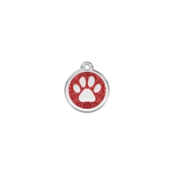 Red Dingo | Chien Et Chat | Médaille Avec Paillettes Patte Rouge