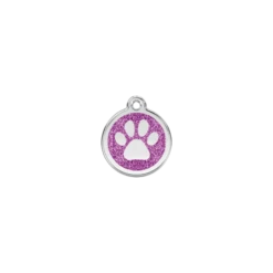 Red Dingo | Chien Et Chat | Medaille Avec Paillettes Patte Violet