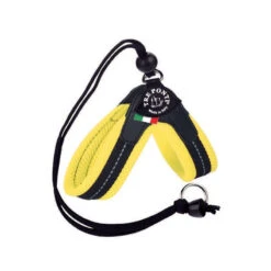 Tre Ponti | Harnais Confort Jaune FLUO Avec Cordon | Très Petit Chien Et Chat