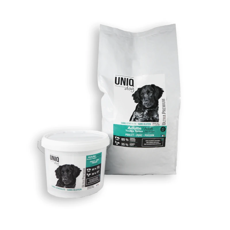 Uniq Dog | Croquettes Chien Adulte Sans Céréales Poulet Porc Poisson 3 Uniq Dog | Croquettes Chien Adulte Sans Céréales Poulet Porc Poisson