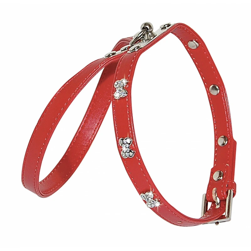 Vivog | Chien | Harnais Rouge Os Strass 3 Vivog | Chien | Harnais Rouge Os Strass