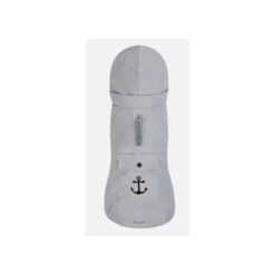Wouapy | Ciré Imperméable Gris Avec Imprimé Ancre Marine | Manteau Pour Chien