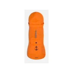 Wouapy | Ciré Imperméable Orange Avec Imprimé Ancre Marine | Manteau Pour Chien