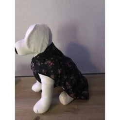 Wouapy | Manteau Pour Chien | Noir Imprimé Fleurs